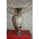 Декоративная ваза в виде амфоры, с вставкой из натурального камня, высота 19 см., Италия.