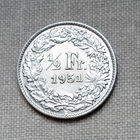1/2 франка. 1951. Швейцария. Серебро. Unc.