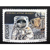 Польша 1989 г. Космос. 20-летие высадки на луну, полная серия из 1 марки #0013-K1