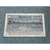 Германия Нотгельд Rheinische Stahlwerke 5 миллионов марок 14.08.1923 год / 160 х 95