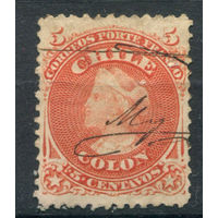 Чили - 1867/68г. - Колумб, 5 с - 1 марка - гашёная. Без МЦ!