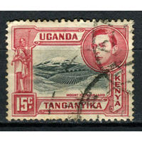 Британские колонии - Кения, Уганда, Таганьика - 1938/1954 - Король Георг VI и гора Килиманджаро 15С - [Mi.58A] - 1 марка. Гашеная.  (Лот 25AM)