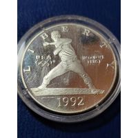 1 доллар США 1992г. Серебро.