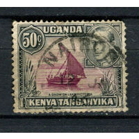 Британские колонии - Кения, Уганда, Таганьика - 1938/1954 - Король Георг VI и парусник 50С - (с надрывом) - [Mi.65IIA] - 1 марка. Гашеная.  (Лот 33AM)
