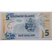 Соломоновы острова 5 долларов 2019 года UNC полимерная