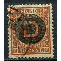 Нидерландская Индия - 1911 - Надпечатка D на 10С. Dienstmarken - (есть тонкое место) - [Mi.1d] - 1 марка. Гашеная.  (Лот 74EW)-T25P3