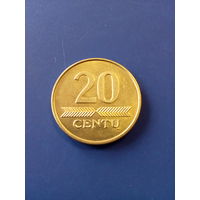 Литва 20 центов 2008 год