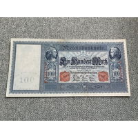 Германия Имперская банкнота 100 марок F-2295947 Берлин 21.04.1910 год / Две красные печати бумага синеватая