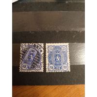 1889 Царская Россия Великое княжество Финляндское Мих 31B зубц 14:13 синяя и ультрамариновая герб (3-3)