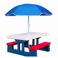 Столик, скамейки под зонтиком для детей