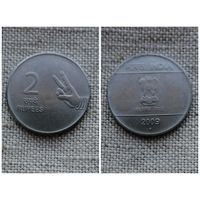 Индия 2 рупии 2009 Отметка монетного двора Мумбаи