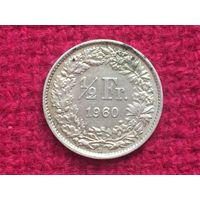 Швейцария 1/2 франка 1960 г.
