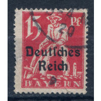 Веймарская Республика - 1920г. - надпечатки на марках Баварии, 15 Pf - 1 марка - гашёная. Без МЦ!