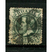 Бразилия - 1882/1883 - Император Бразилии Педру II - 100R - [Mi.52ii] - 1 марка. Гашеная.  (Лот 56BV)