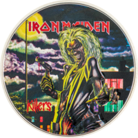 Острова Кука 5 долларов 2024г. "Iron Maiden – Killers". Монета в капсуле; подарочной рамке - футрляре; сертификат; коробка. СЕРЕБРО 31,10гр.(1 oz).