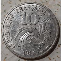 Франция 10 франков, 1986 Свобода, Равенство, Братство (3-8-108)