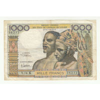 Восточно-африканские штаты 1000 франков. Буква К. Большой номинал. Редкая!
