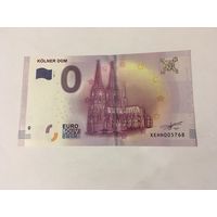 Ноль евро сувенирная банкота Кельнский собор 2017 год пресс