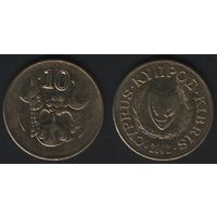Кипр km56.3 10 центов 2002 год (10-контур, год большой) (f