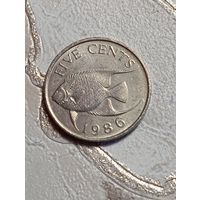 Бермуды 5 центов 1986 года .