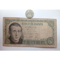 Werty71 Испания 5 песет 1951 банкнота Католический священник Хайме Лусиано 1 1