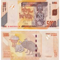 Конго 5000 франков  2020 год  UNC  НОВИНКА