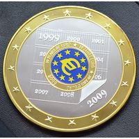 Германия. "10 лет евро" 70мм серебрение 1