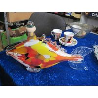 Штоф Рыба, цветное стекло, 18,5х33 см.