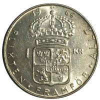 Швеция 1 крона, 1966 (серебро)