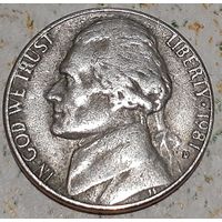 США 5 центов, 1981 Jefferson Nickel Отметка монетного двора: "D" - Денвер (9-3-8)