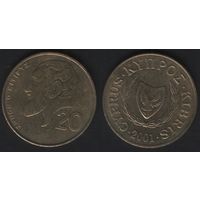 Кипр km62.2 20 центов 2001 год (голова) (f