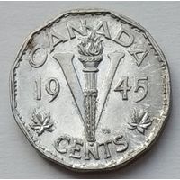 Канада 5 центов 1945 г.