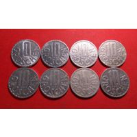 10 грошей 1971, 1980, 1981, 1982, 1984, 1988, 1989, 1991. Австрия.