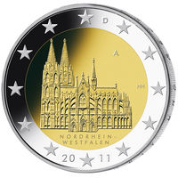 2 евро 2011 Германия G Федеральные земли Германии - Кёльнский собор UNC из ролла