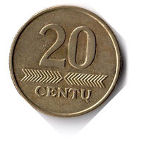 Литва. 20 центов. 2008 г.