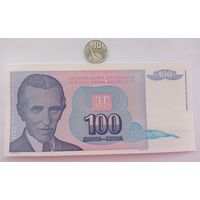 Werty71 Югославия 100 Динаров 1994 UNC банкнота