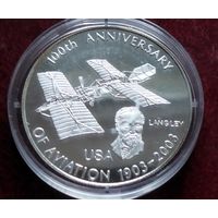 Медь с серебряным покрытием! Конго - ДРК 10 франков, 2008 100 лет авиации. Сэмюэл Пирпонт Лэнгли