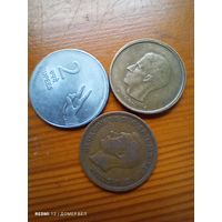 Великобритания пол пени 1939, Индия 2 рупии 2008, Бельгия 20 франков 1980 -85