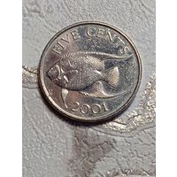 Бермуды 5 центов 2001 года .