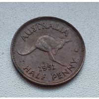Австралия 1/2 пенни, 1951 Точка после "PENNY" 2-3-19