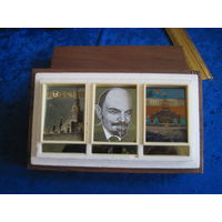 Советская плакетка Кремль, Ленин, Мавзолей в коробке 5х18х11 см.