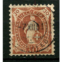 Швейцария - 1882/1904 - Гельвеция 30С - [Mi.60C] (есть тонкое место)- 1 марка. Гашеная. (Лот 77CQ)
