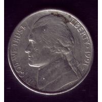 5 центов 1991 год Р США