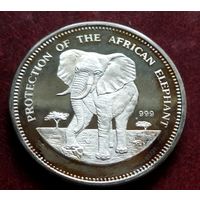 Серебро 0,999! Конго - ДРК 10 франков, 2009. Африканский слон.
