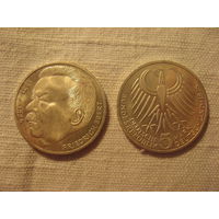 5 марок 1975г. Фридрих Эберт. Серебро.