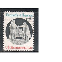 США-1978, (Мих.1339) , гаш. ,  200-лет США, Король Людвиг и Франклин,(одиночка)