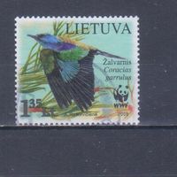 [1146] Литва 2008. Фауна.Птицы.Сизоворонка. Гашеная марка.