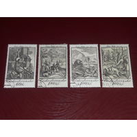 Чехословакия 1975 Живопись. Гравюры XVII в. с изображением охотничьих сцен. Полная серия 4 марки