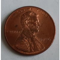 США 1 цент, 1996 Lincoln Cent Без отметки монетного двора (3-1-13)