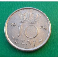 10 центов Нидерланды 1964 г.в.